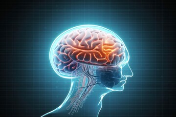 brain, anatomy x-ray, concept, 3d render, Generative AI