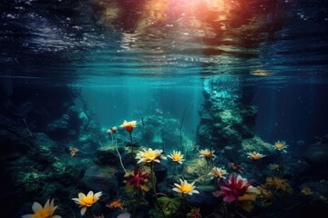 Obraz na płótnie Canvas Fantastic background of water with vibrant colors. Generative AI