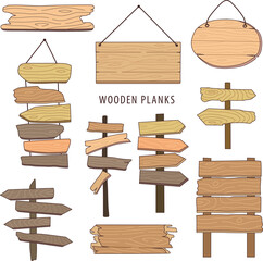 set of wooden plank design element