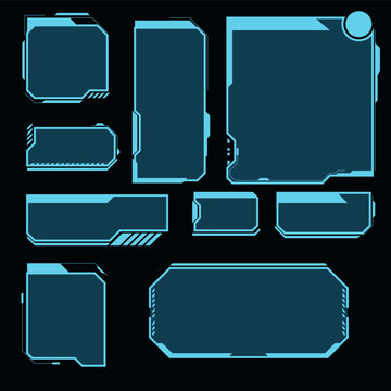 futuristic modern user interface elements, hud control panel. high tech screen for video game. sci fi concept design. information call box bars and modern digital info boxes layout