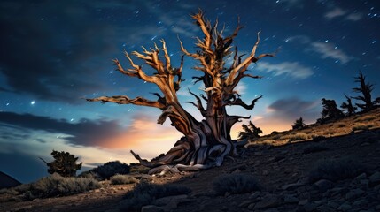 ancient bristlecone pine forest oldest trees great basin national park nevada epic milky way night sky generative AI