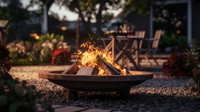 backyard fire pit get together generative AI