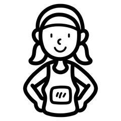 woman runner line icon style