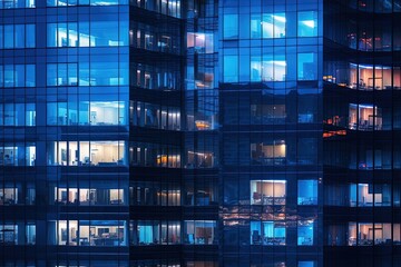 Fototapeta na wymiar Blue windows of a modern office building.