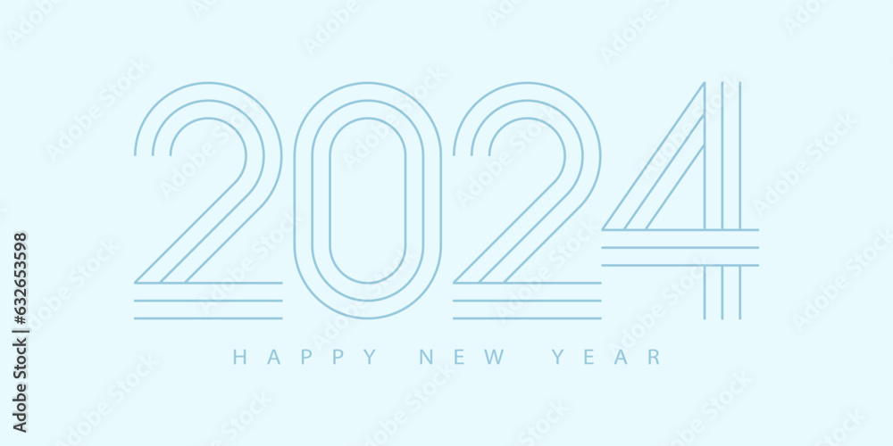 Poster 2024 happy new year. 2024 modern text vector design.
