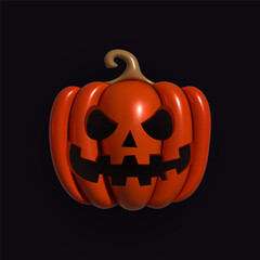 Pumpkin inflatable. Orange pumpkin with smile for your design for the holiday Halloween. Jack o Lantern. Realistic inflated 3D Pumpkin icon with the plasticine effect. Vector illustration