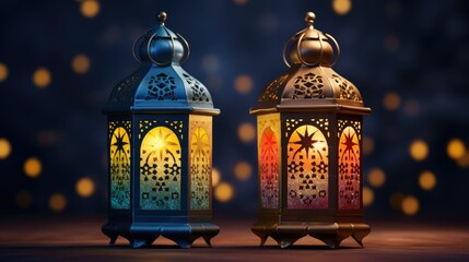 Obraz premium bright eid al-fitr lantern illustrations generative AI