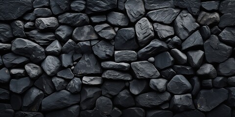 Fototapeta premium AI Generated. AI Generative. Black grey brock rock marble stone wall decoration background. Graphic Art