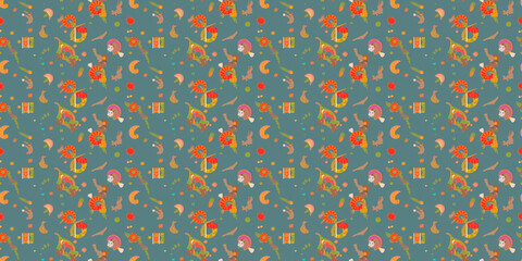 seamless pattern with squirell design for paper  fabric and other surfaces background