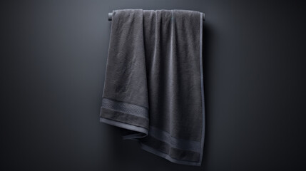 hanging gray towel on the wall