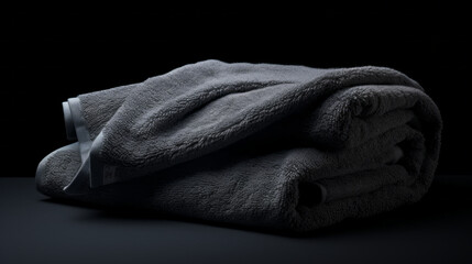 folded gray towel on a dark background