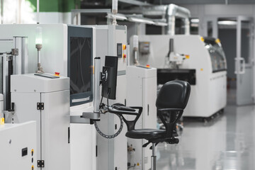production line for printed circuit board manufacturing mounted in workshop