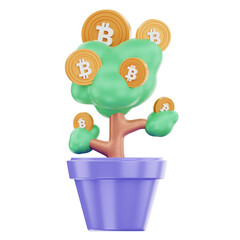 Bitcoin profit icon 3d illustration. Cryptocurrency profit investment concept illustration