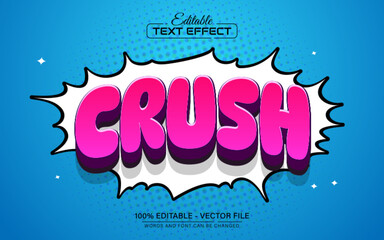 Crush pop art cartoon comic style text effect editable