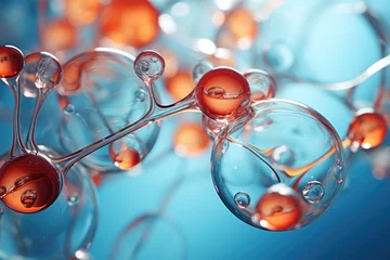 Poster molecules antioxidant of liquid bubble on gray background © FryArt Studio
