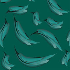 Abstract image of birds on an emerald background.