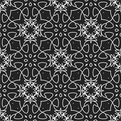 Black and white  pattern . Figures ornament.Seamless pattern for fashion, textile design,  on wall paper, wrapping paper, fabrics and home decor.