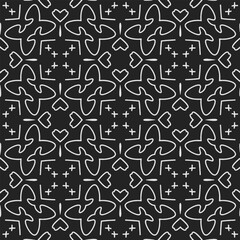 Black and white  pattern . Figures ornament.Seamless pattern for fashion, textile design,  on wall paper, wrapping paper, fabrics and home decor.