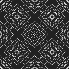 Black and white  pattern . Figures ornament.Seamless pattern for fashion, textile design,  on wall paper, wrapping paper, fabrics and home decor.