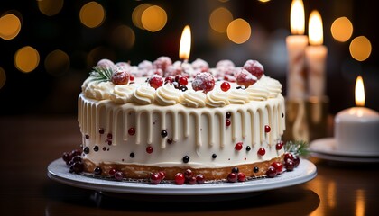 Naklejka na ściany i meble birthday cake with candle