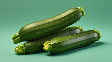 Zucchini isolated on a mint background.