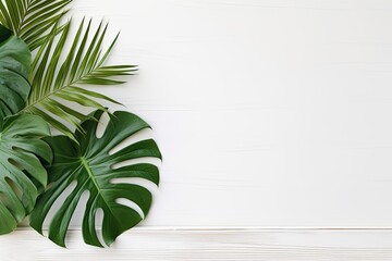 Banner  of monstera and palm leaves.