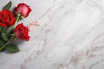 valentine's day background image pink red rose and marble floor