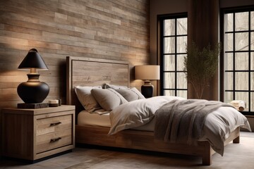 Rustic interior design of modern bedroom