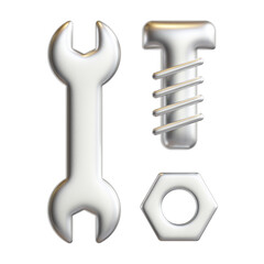 3d wrench and screw labor day concept high quality render illustrations 