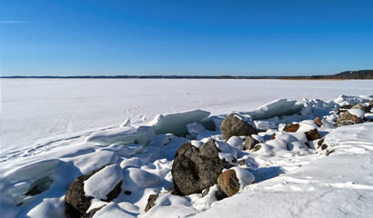 frozen lake in winter