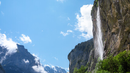 The waterfall Staubachfall in Lauterbrunnen in Switzerland