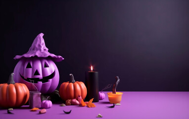 halloween purple background with pumpkin