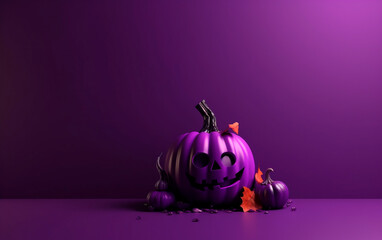 halloween purple background with pumpkin