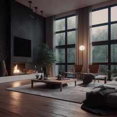 living room with fireplace