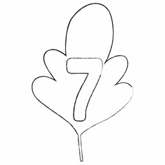 Number 7 tree leaf for decoration and design.
