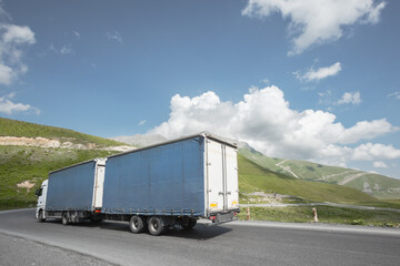 freight truck on the mountain pass road