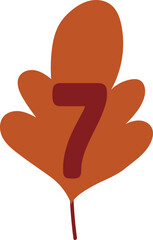 Number 7 tree leaf for decoration and design.