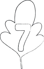Number 7 tree leaf for decoration and design.