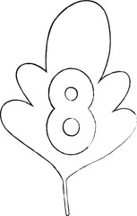 Number 8 tree leaf for decoration and design.