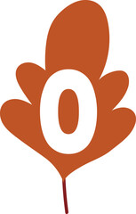 Number 0 tree leaf for decoration and design.