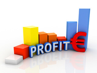 3d rendering Stock market online business concept. Graph with euro sign