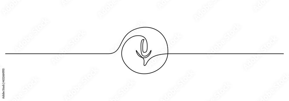 Poster One continuous line drawing of voice recognition button. Icon of mic microphone and recording audio music in simple linear style. Social media concept in editable stroke. Doodle vector illustration