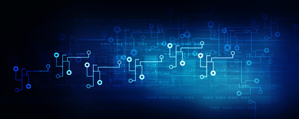 2d illustration Abstract futuristic electronic circuit technology background