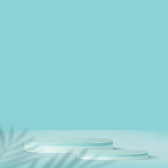 Abstract background with light blue color geometric 3d podiums. Vector