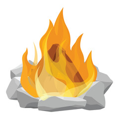 Cartoon style vector illustration of campfire, bonfire