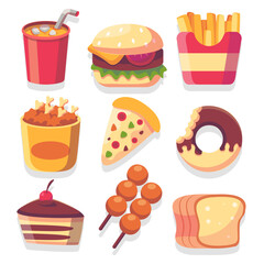 Set of unhealthy junk food vector