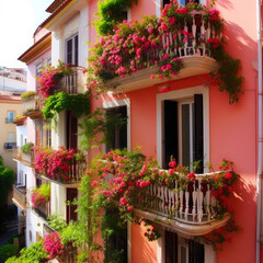 Fototapeta na wymiar Floral Paradise: A Stunning Balcony Garden