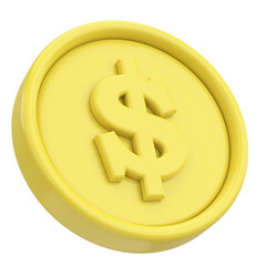 Dollar coin. 3D money. 3D illustration.