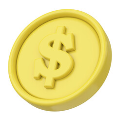 Dollar coin. 3D money. 3D illustration.