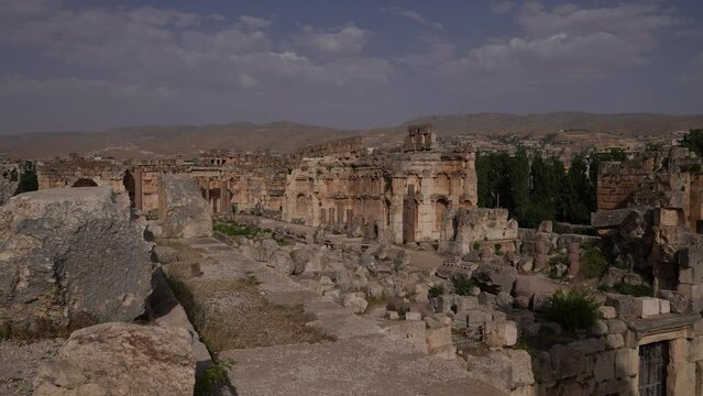 Antique ruins at the archeological site Baalbek-Hermel Baalbek Lebanon